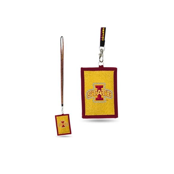 NCAA  Iowa State Lanyard I.D. Beaded Wallet Card Cyclones Neck Badge Red Photo - Picture 2 of 3